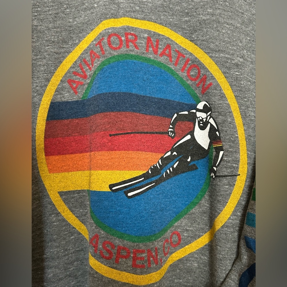Womens AVIATOR NATION (Aspen, Colorado)  Crew Neck Relaxed Oversized Shirt L - Picture 2 of 11